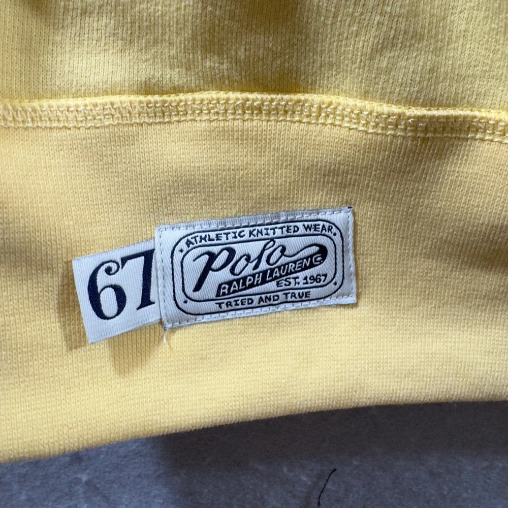 1707 | Polo Ralph Lauren Collegiate Logo Fleece Pullover Hoodie Yellow Mens XXL